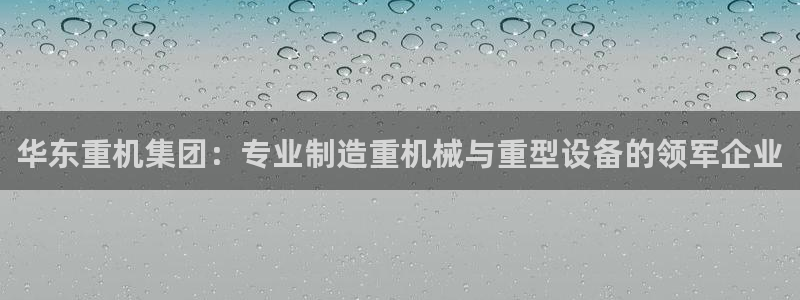 天宏娱乐客服：华东重机集团：专业制造重机械与重型设备的领军企