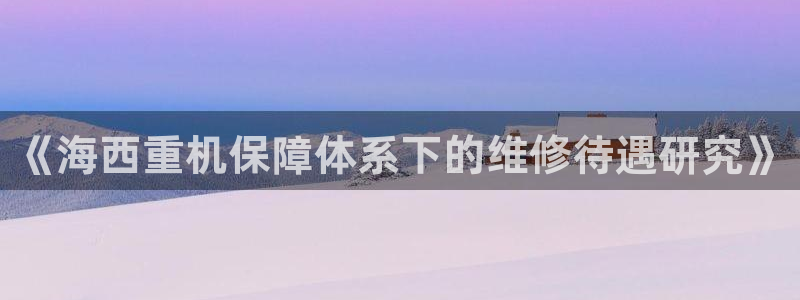 天宏娱乐乐天跃娱乐：《海西重机保障体系下的维修待遇研究》